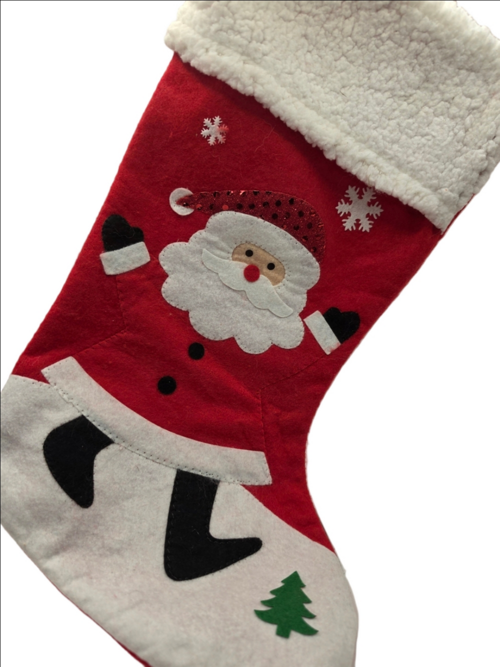 Christmas House Festive Santa Red Holiday Stocking with Plush Cuff 18in